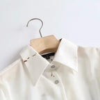 spring button up office blouse