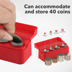 SINGARO Coin Holder for Car, Universal Car Coin Change Organizer, Car Coin Holder Compatible with Coins of Different Sizes, Car Interior Accessories, Suitable for Most Cars, Trucks(Red)