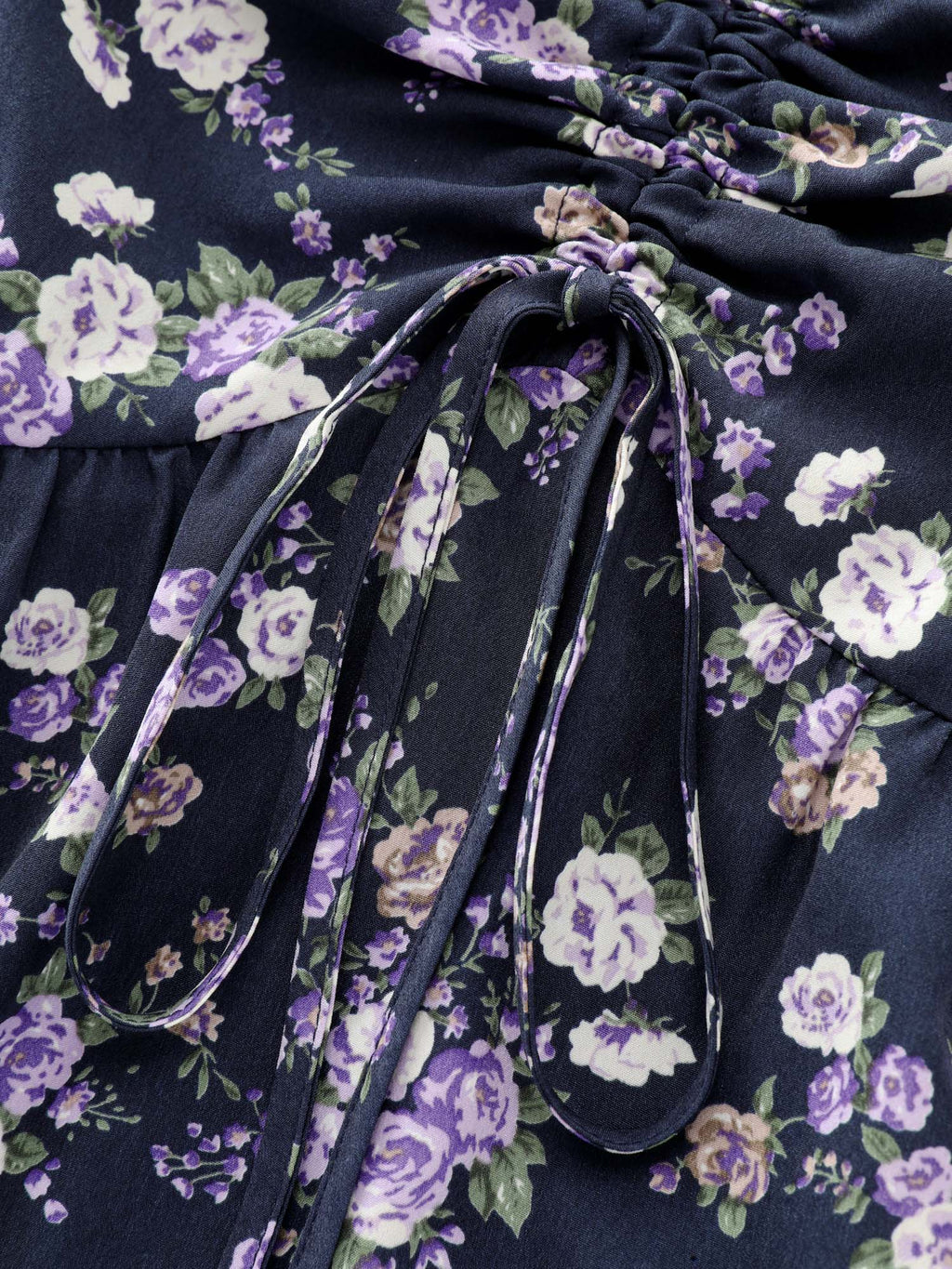 Floral Print Drawstring Bodice Blouse