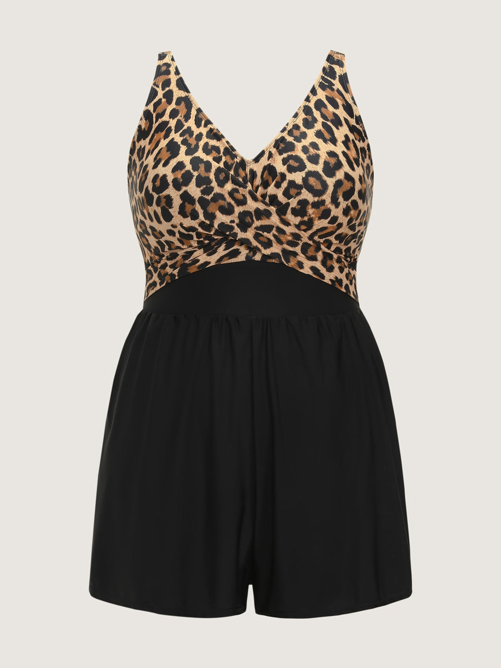 Leopard Print Shrink Pleat One-Piece Swimsuit
