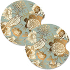 Nipichsha Car Cup Holder Coasters, Car Coasters for Cup Holders, 2 Pack Anti Slip Insert Coasters, Rubber Car Cup Mat with A Finger Notch, Cute Car Interior Accessories for Women Men(Birdsong Floral)