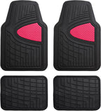 FH Group Automotive Floor Mats - Heavy-Duty Rubber Floor Mats for Cars, Universal Fit Full Set, Climaproof Floor Mats, Trimmable Floor Mats for Most Sedan, SUV, Truck Floor Mats Pink