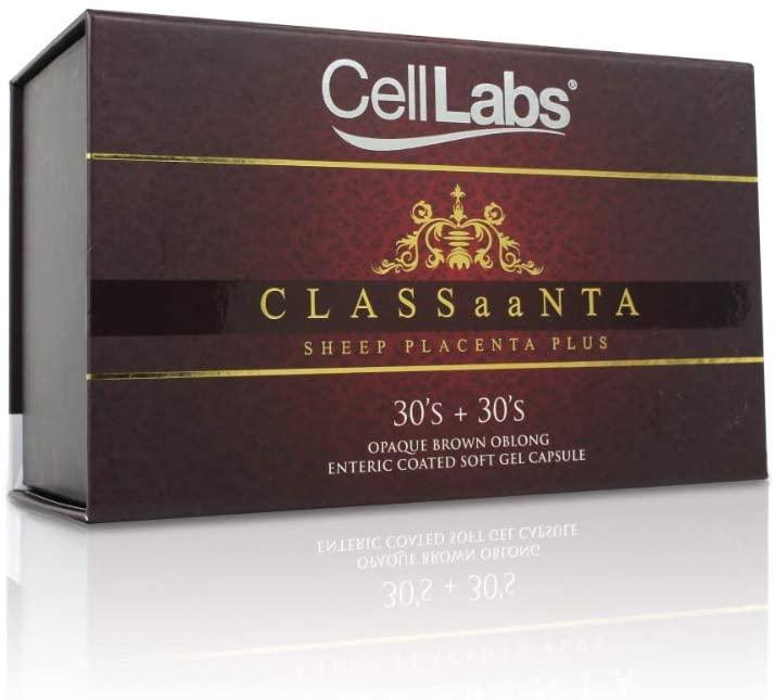 CellLabs CLASSaaNTA Sheep Placenta Live Stem Cell | Immunity Booster | Brain Memory Vitamins | Skin Beauty Anti Aging Formula | 2 Months Supply