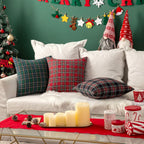 MIULEE Christmas Set of 2 Scottish Tartan Plaid Throw Pillow Covers Farmhouse Classic Decorative Square Cushion Cases for Home Decor Sofa Couch 18x18 Inch, Red