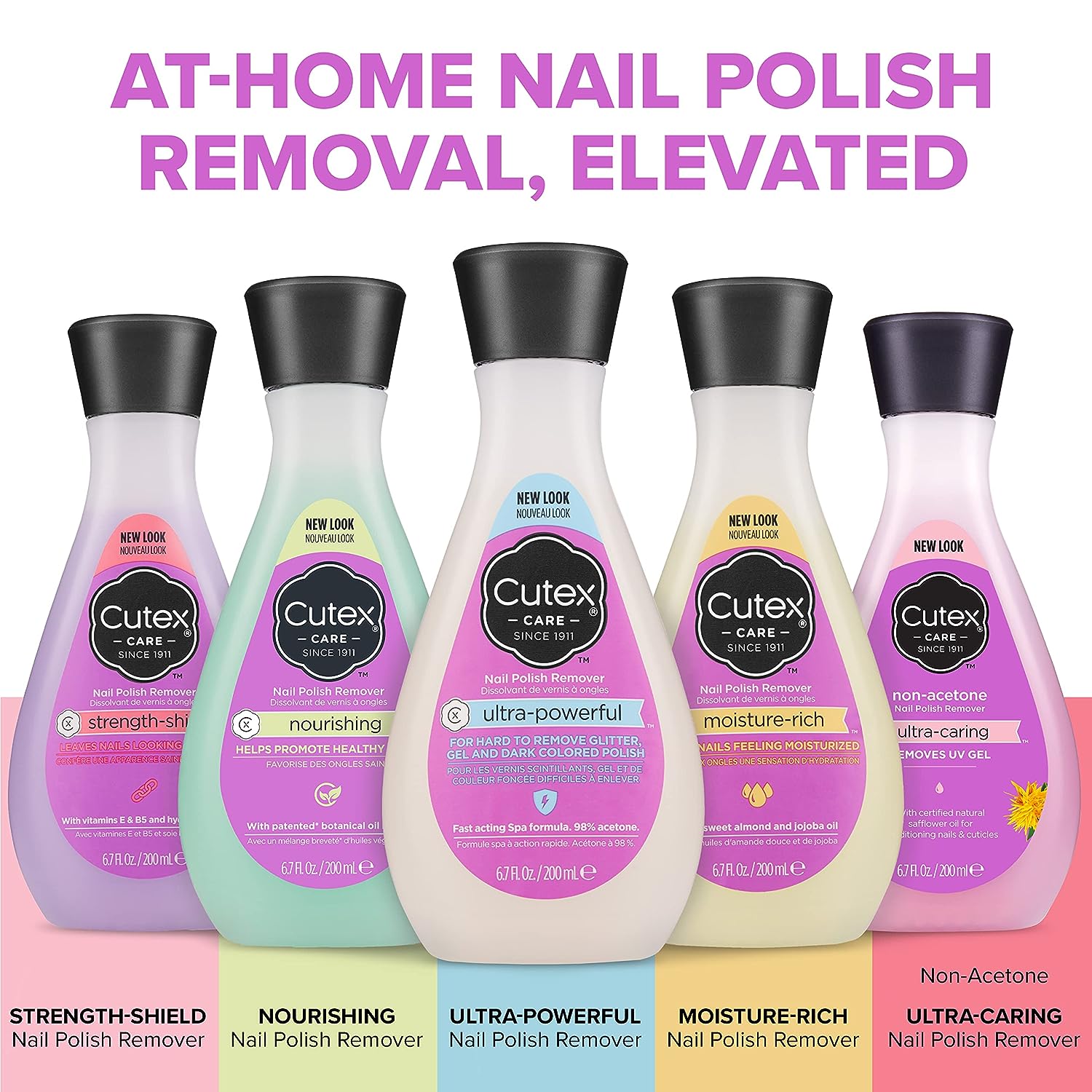 Cutex Gel Nail Polish Remover, Ultra-Powerful &amp; Removes Glitter and Dark Colored Paints, Paraben Free, 6.76 Fl Oz