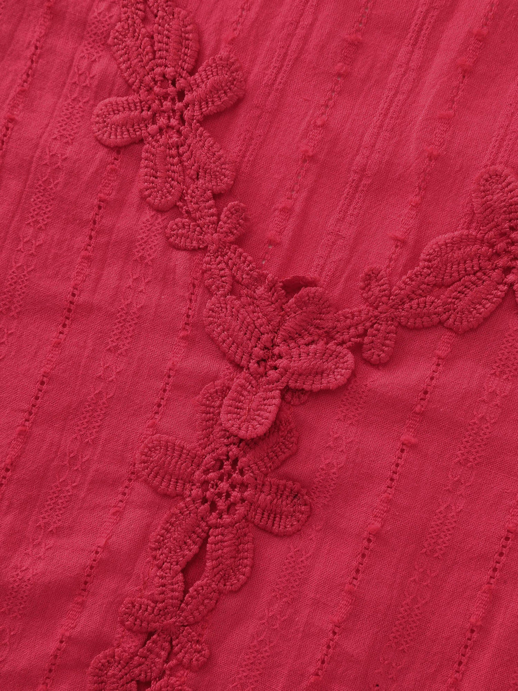 Cotton Floral Lace Detail Textured Tank Top