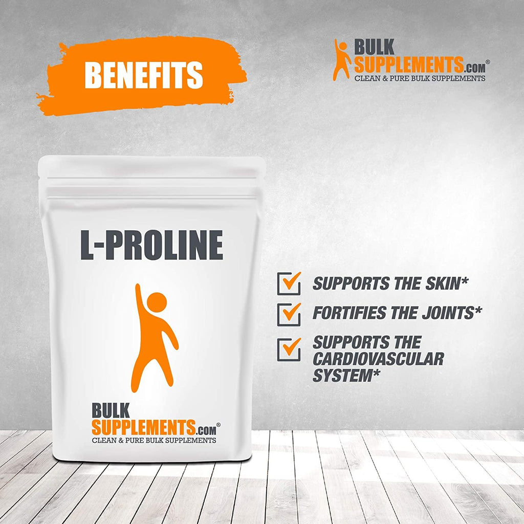 BulkSupplements.com L-Proline Powder - Supplements for Skin - Supplements with Amino Acids - Amino Acid Nutritional Supplements (5 Kilograms - 11 lbs)