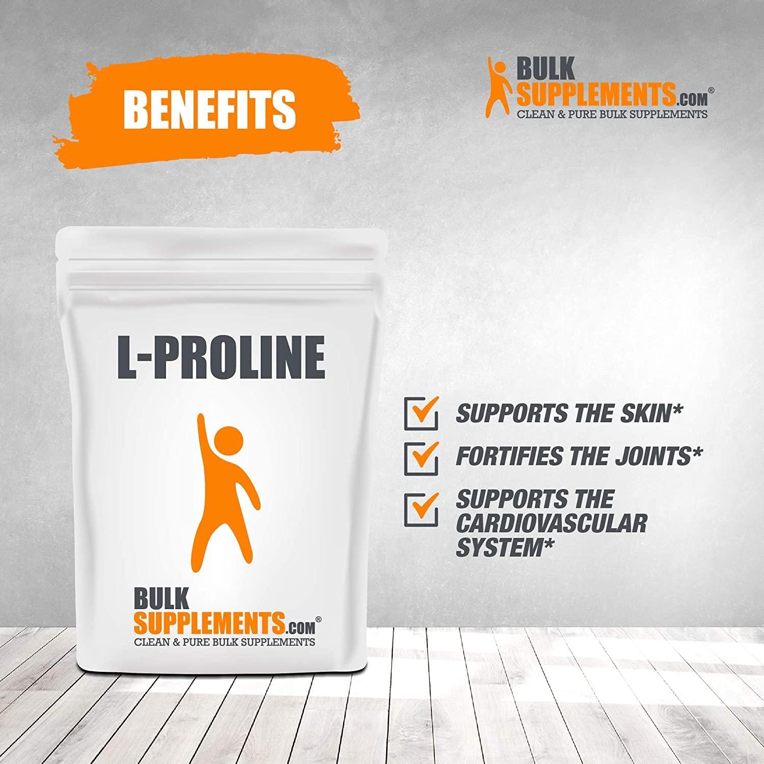 BulkSupplements.com L-Proline Powder - Supplements for Skin - Supplements with Amino Acids - Amino Acid Nutritional Supplements (5 Kilograms - 11 lbs)