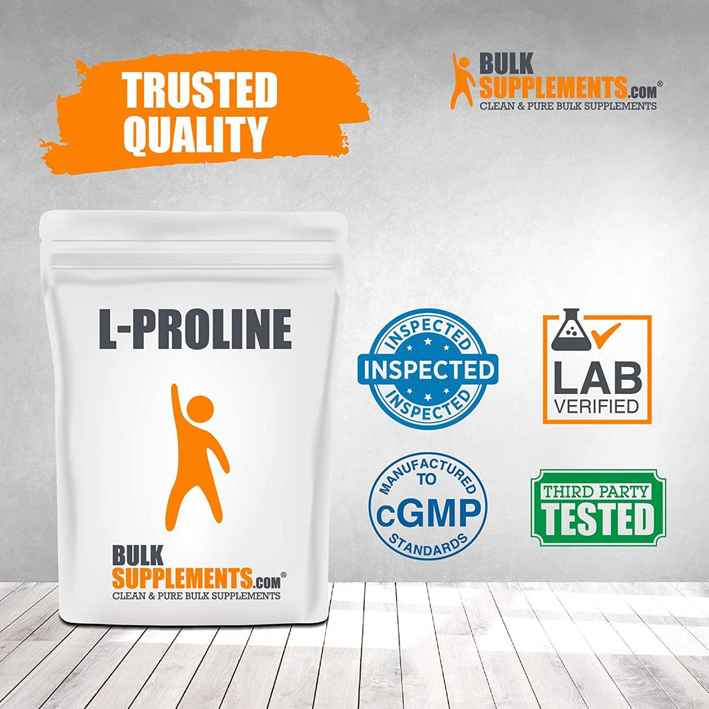 BulkSupplements.com L-Proline Powder - Supplements for Skin - Supplements with Amino Acids - Amino Acid Nutritional Supplements (5 Kilograms - 11 lbs)