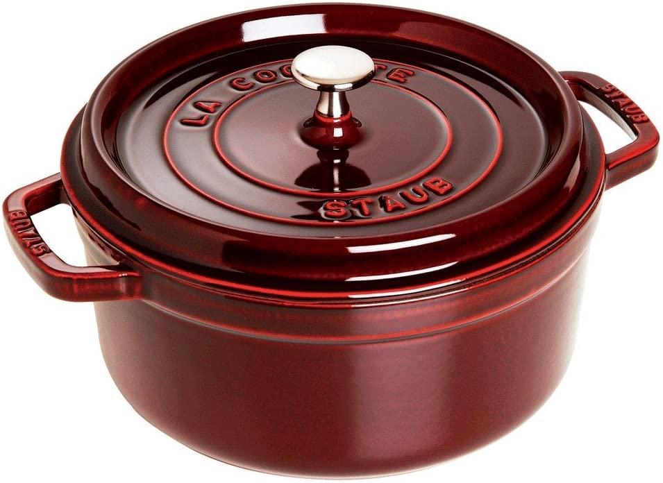 Staub Cast Iron 9-qt Round Cocotte - Grenadine, Made in France