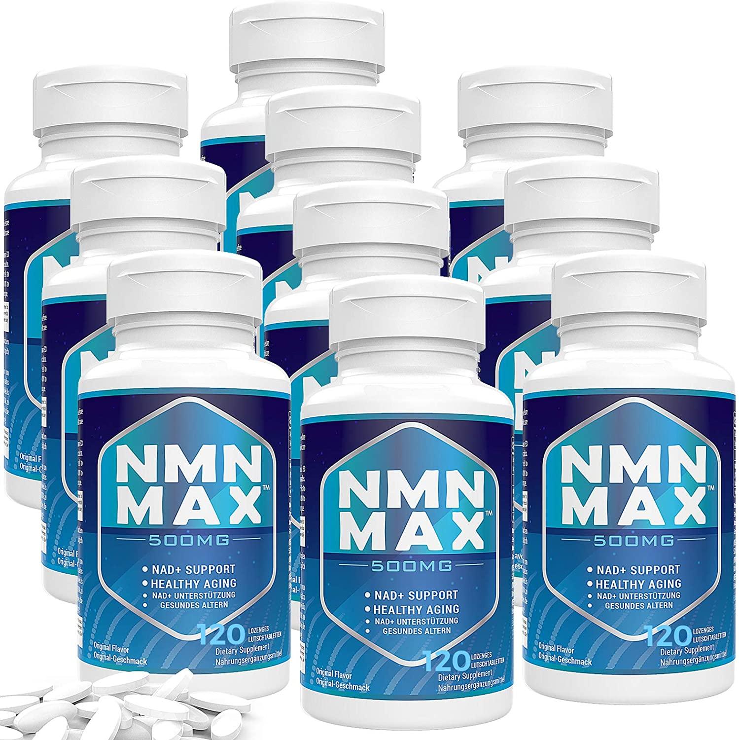 Sublingual NMN 500mg, NMN Supplement - Fast-Acting Nicotinamide Mononucleotide Lozenges - Boost NAD Levels Boost Energy, Potent Anti-Aging Supplement ( 10 Packs 1200 Tablets)