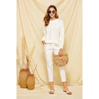 white loose knitted oversize sweater
