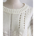 white loose knitted oversize sweater