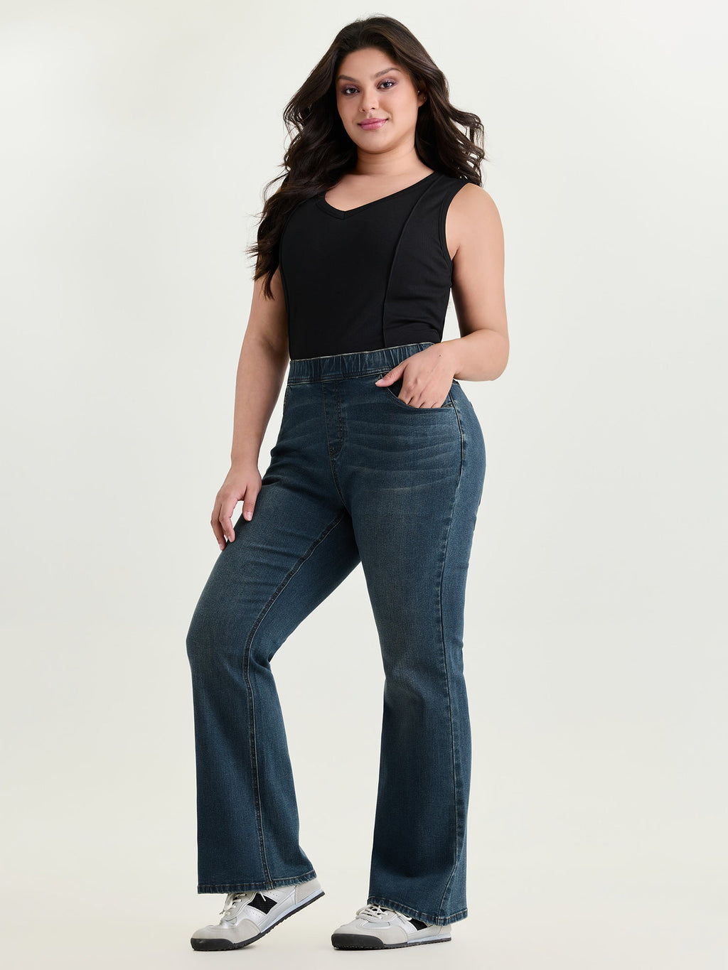Pull-On Elastic Waistband Jeans
