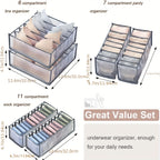 Bra &amp; Panty Organizer, Foldable Underwear StoraBox, Drawer Closet StoraDivider For Tie, Lingerie, Socks