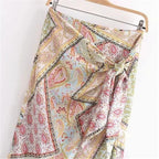retro knit split summer wrap skirt