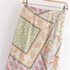 retro knit split summer wrap skirt