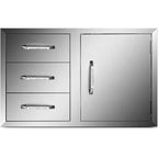 BBQ Door Triple Drawer Combo 38.1"W x 22.6"H Outdoor Kitchen BBQ Grill Storage
