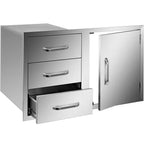 BBQ Door Triple Drawer Combo 38.1"W x 22.6"H Outdoor Kitchen BBQ Grill Storage