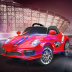 Veryke 6V Electric Sport Car for Kids Boys Girls, Gift Children Ride on Toy Car with Headlights, Remote Control, Music, Red