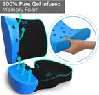 Everlasting Comfort Seat Cushion &amp; Lumbar Support Pillow Combo (Patented) - Chair Pads Reduce Tailbone Pressure &amp; Improve Back Comfort - Multi-Use Gel Infused Memory Foam Chair Cushions for Home, Car