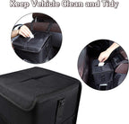 PowerTiger CAR ACCESSORIES Hanging Car Trash Can Bin - Car Garbage Cans Bag with Lid &amp; 3 Mesh Storage Pockets 2.64 Gallon