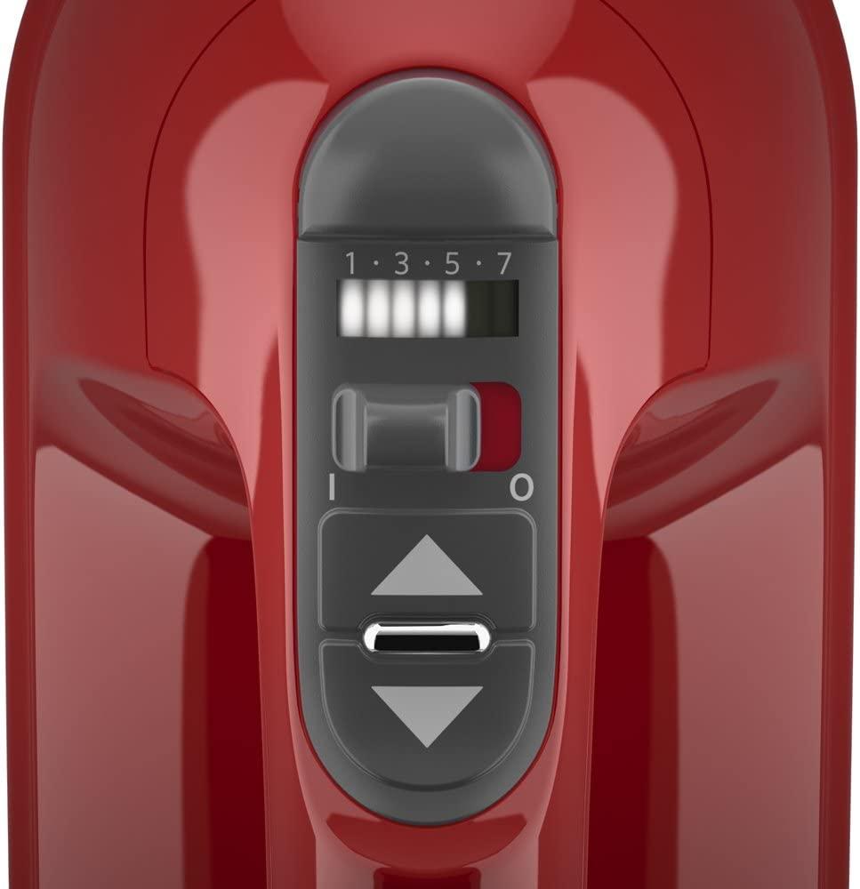 KitchenAid KHM7210ER 7-Speed Digital Hand Mixer with Turbo Beater II Accessories and Pro Whisk - Empire Red