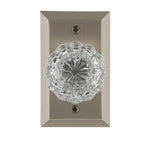 Studio Plate 2-3/8 in. Backset Satin Nickel Privacy Bed/Bath Crystal Glass Door Knob