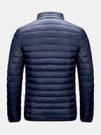 mens zip front quilted solid basic padded puffer jackets with pocket