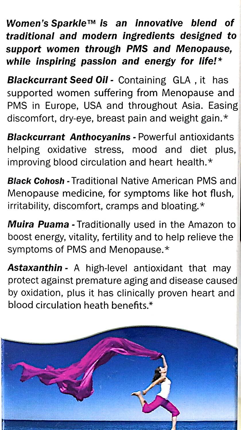 Multi Menopause Relief with Four Efficacy Pillars of GLA/ALA Fatty Acids/Blackcurrant Extract/Black Cohosh/Tocotrienols/Mood Swings/Sleep Disturbances/Anxiety/Hot Flashes/Vegan