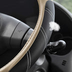 Elantrip Steering Wheel Cover Leather 15 1/2 to 16 inch Universal Large Soft Grip Breathable for Car Truck SUV Jeep Anti Slip Beige