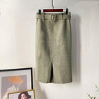 pencil skirt with elegant belt