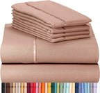 LuxClub 6 PC Full Size Sheet Set Bamboo Sheets Deep Pockets 18" Eco Friendly Wrinkle Free Cooling Sheets Machine Washable Hotel Bedding Silky Soft - Pearl Pink Full