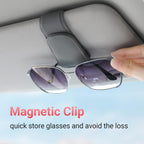 Sunglass Holder for Car Visor Sunglasses Clip Magnetic Leather Glasses Eyeglass Holder Interior Car Accessories for Woman Man - 2 Packs Gray