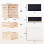 CREWORKS Bee Hive, Beehive Bee Box with 10 Medium &10 Deep Honeycomb Foundation Frames, Bee Keeping Supplies Starter Kit for Beginners, 2 Layer Langstroth Beehive Honey Bee House Bee Hives