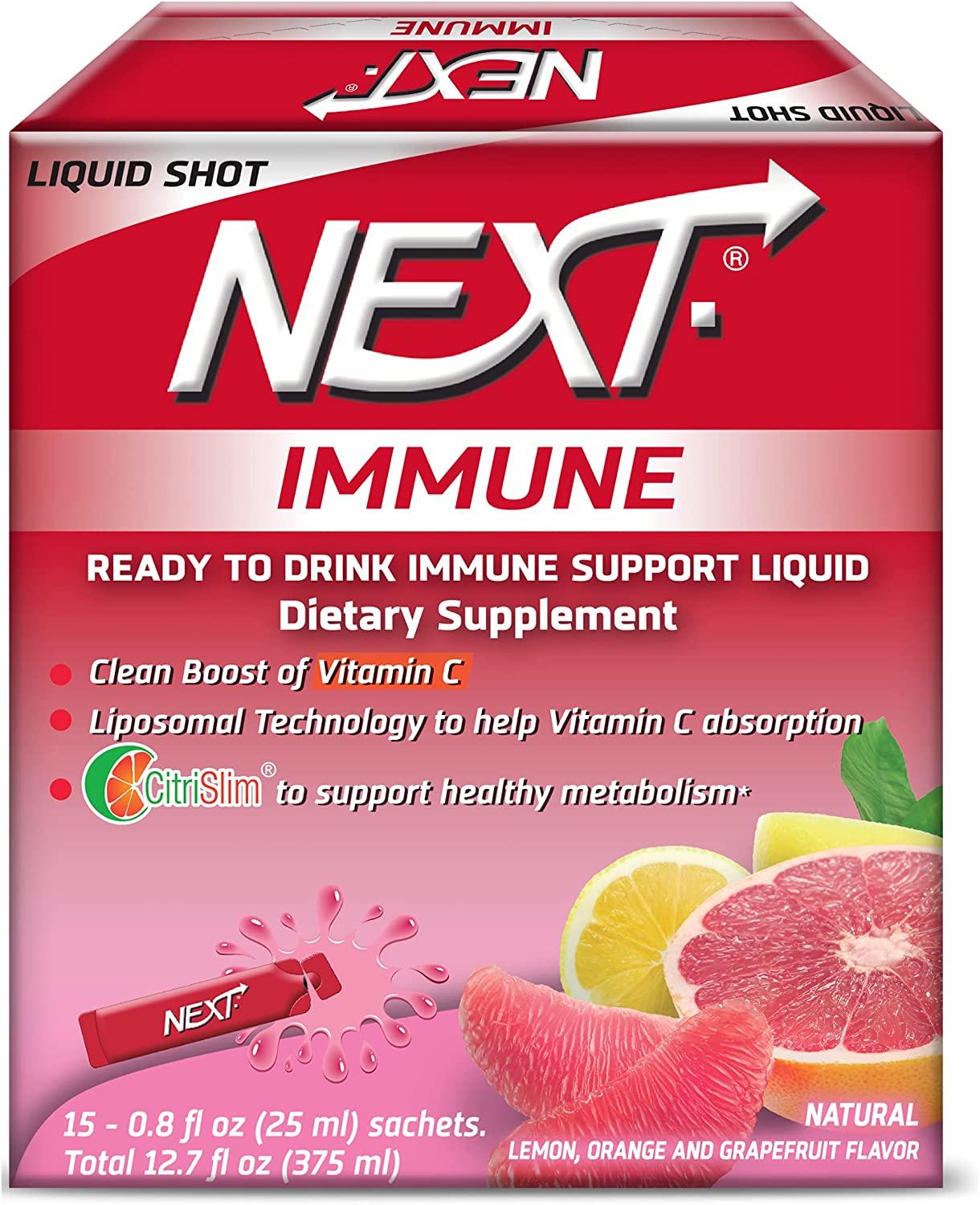 NEXT Immune Support Vitamin C Liquid Shot, 15 Count - Pack of 30
