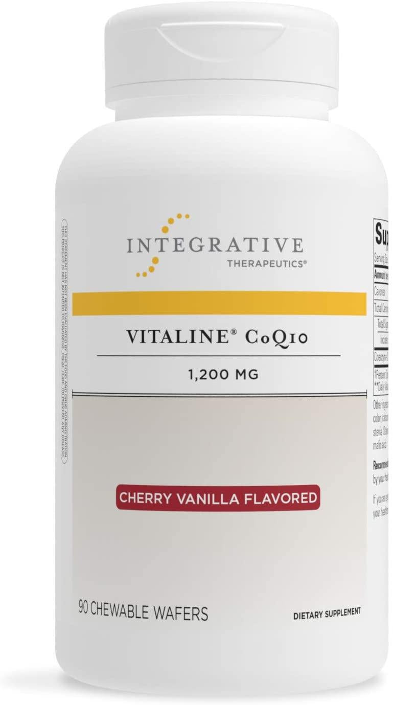 Integrative Therapeutics Vitaline CoQ10 1,200 mg - Supports Brain and Heart Health - Dairy Free - Vegan - Cherry Vanilla Flavored - 90 Chewable Wafers
