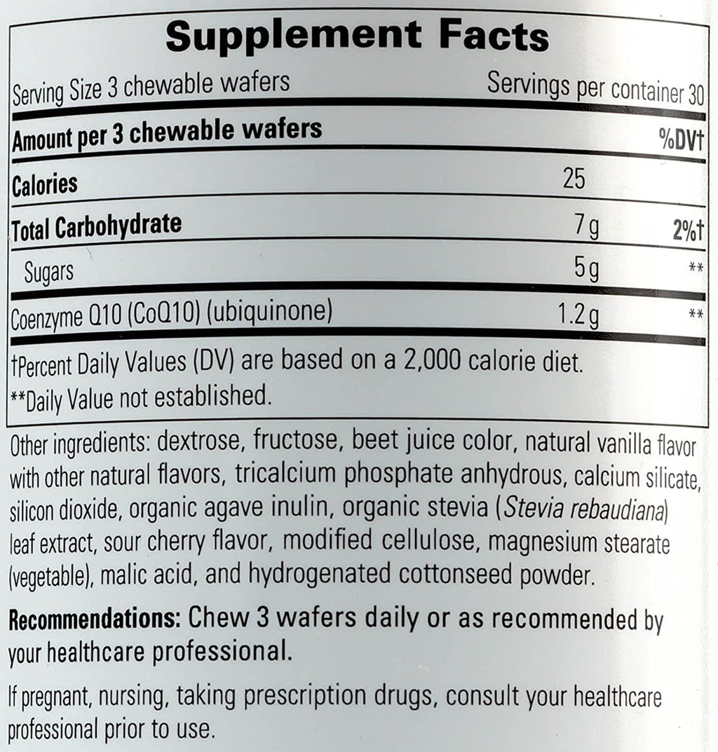 Integrative Therapeutics Vitaline CoQ10 1,200 mg - Supports Brain and Heart Health - Dairy Free - Vegan - Cherry Vanilla Flavored - 90 Chewable Wafers