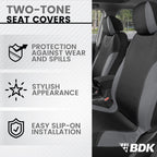 BDK UltraSleek Gray Seat Covers for Cars Full Set, Two-Tone Front Seat Covers with Matching Back Seat Cover, Stylish Car Seat Protectors with Split Bench , Automotive Interior Covers