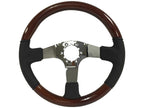 Volante Steering Wheels; S6 Sport Black Ash Finished Wood-Leather Grip with Solid  Center Spoke
