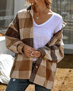 casual loose lapel shirt plaid coat