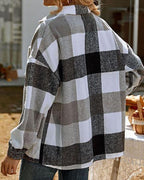 casual loose lapel shirt plaid coat