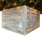 Farmhouse 27 in. W x 14.5 in. H, 37 in. Dia, White Wash Decorative Christmas Tree Box Collar