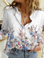 Floral Print Loose Casual Long Sleeve Blouse