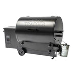 Outdoor Pellet Grill Porcelain Coated Steel 2-Wheels Barrel Black