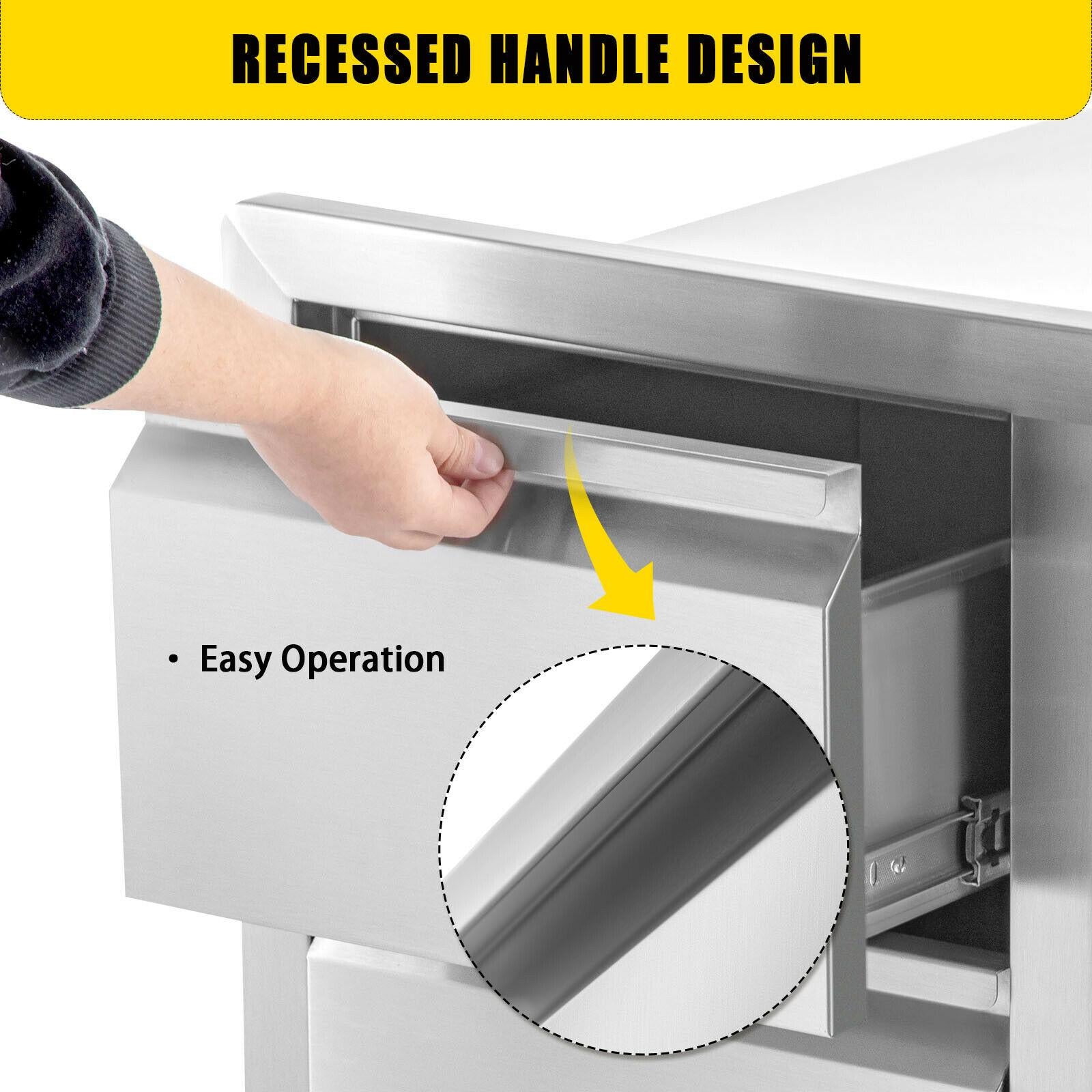 13WX20.5H Outdoor Kitchen BBQ Island Drawer  Steel Double Access Drawer