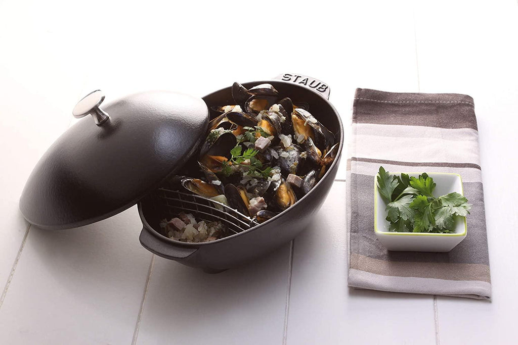 Staub Cast Iron 2-qt Mussel Pot - Matte Black, Made in France