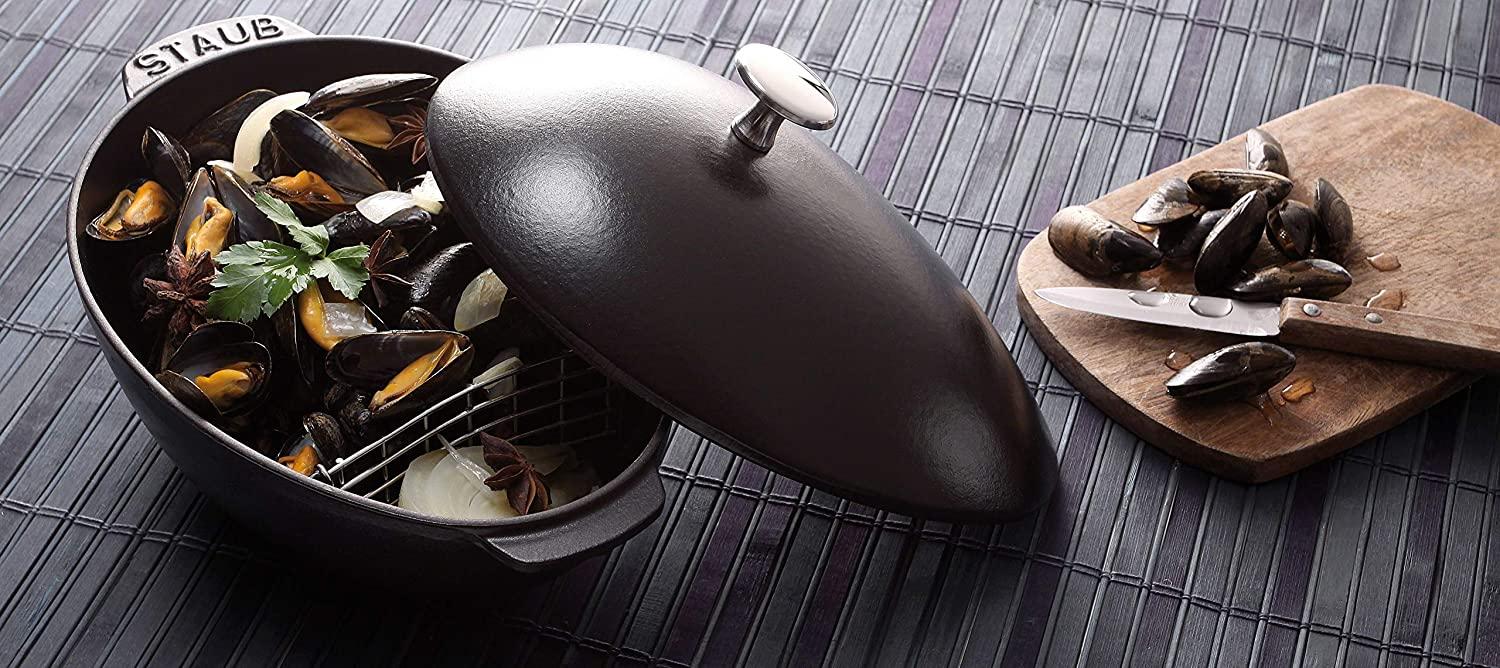 Staub Cast Iron 2-qt Mussel Pot - Matte Black, Made in France