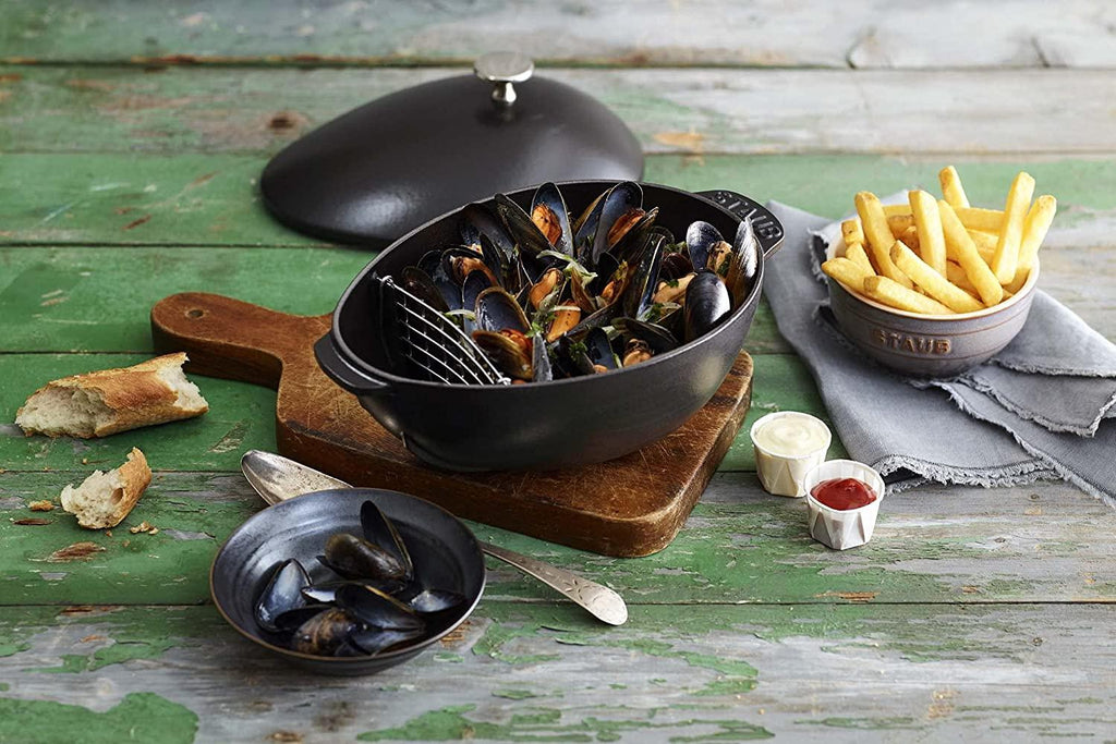 Staub Cast Iron 2-qt Mussel Pot - Matte Black, Made in France