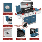 Gas Grill 5-Burner Cabinet Style Liquid Propane Gas Grill GA5403B